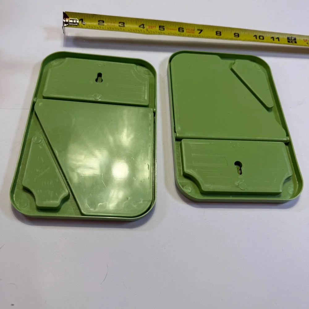 Vintage Avocado Green Folding Locker Mirrors Set of 2 Wall Mount Tabletop Retro